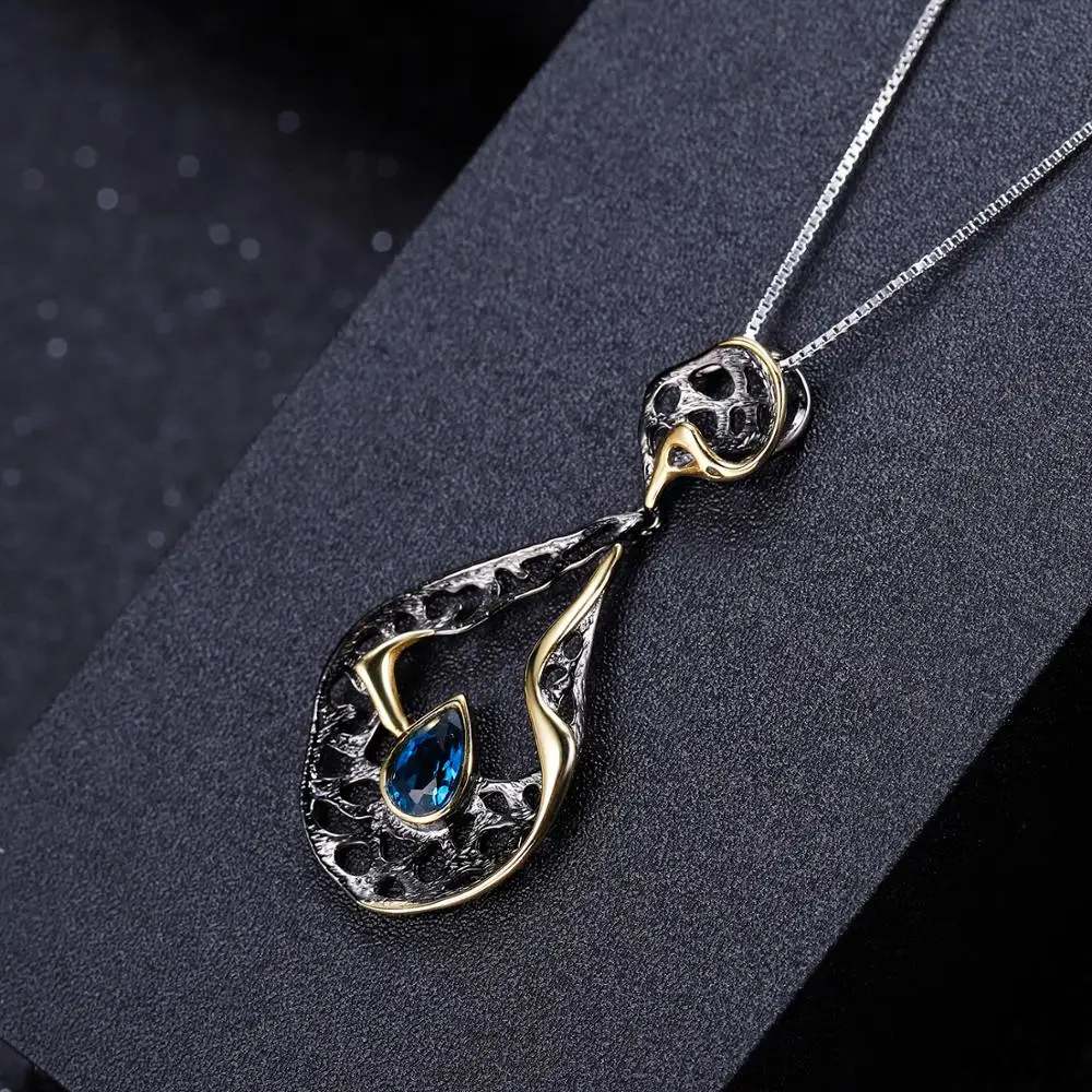 Женский кулон с голубым топазом из серебра 925 пробы|Подвески| |