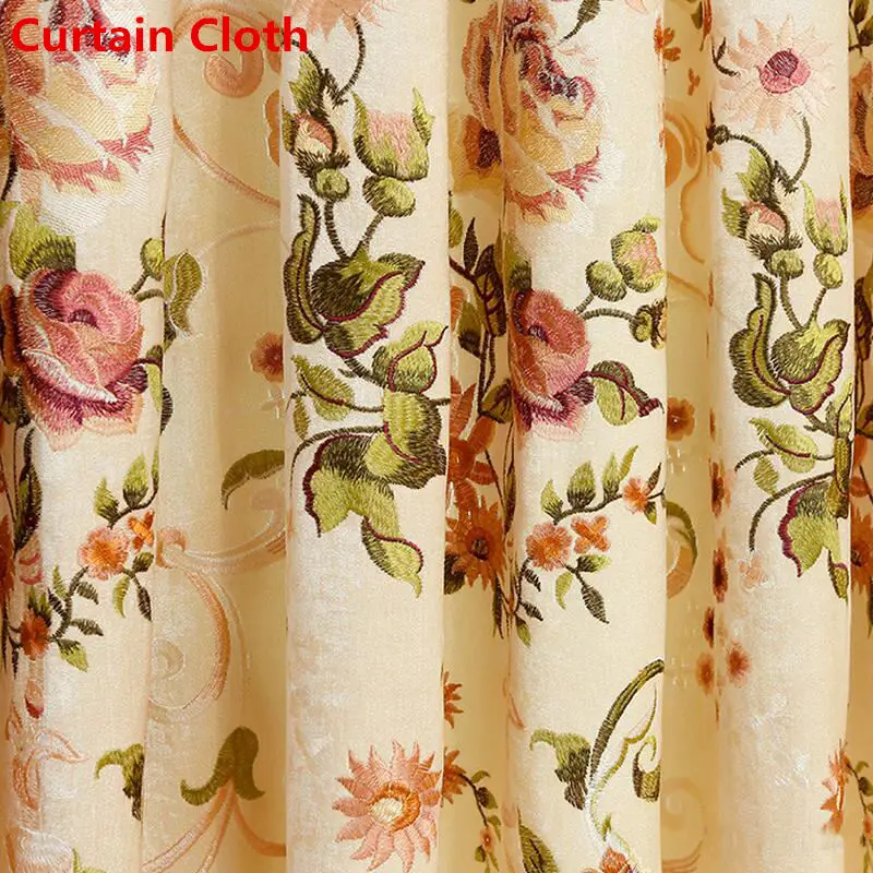 Curtain Cloth Роскошная Европейская шенилловая вышитая Цветочная занавеска на окно для гостиной, спальни, тюлевые занавески, затемненные ткани - Цвет: Curtain Cloth
