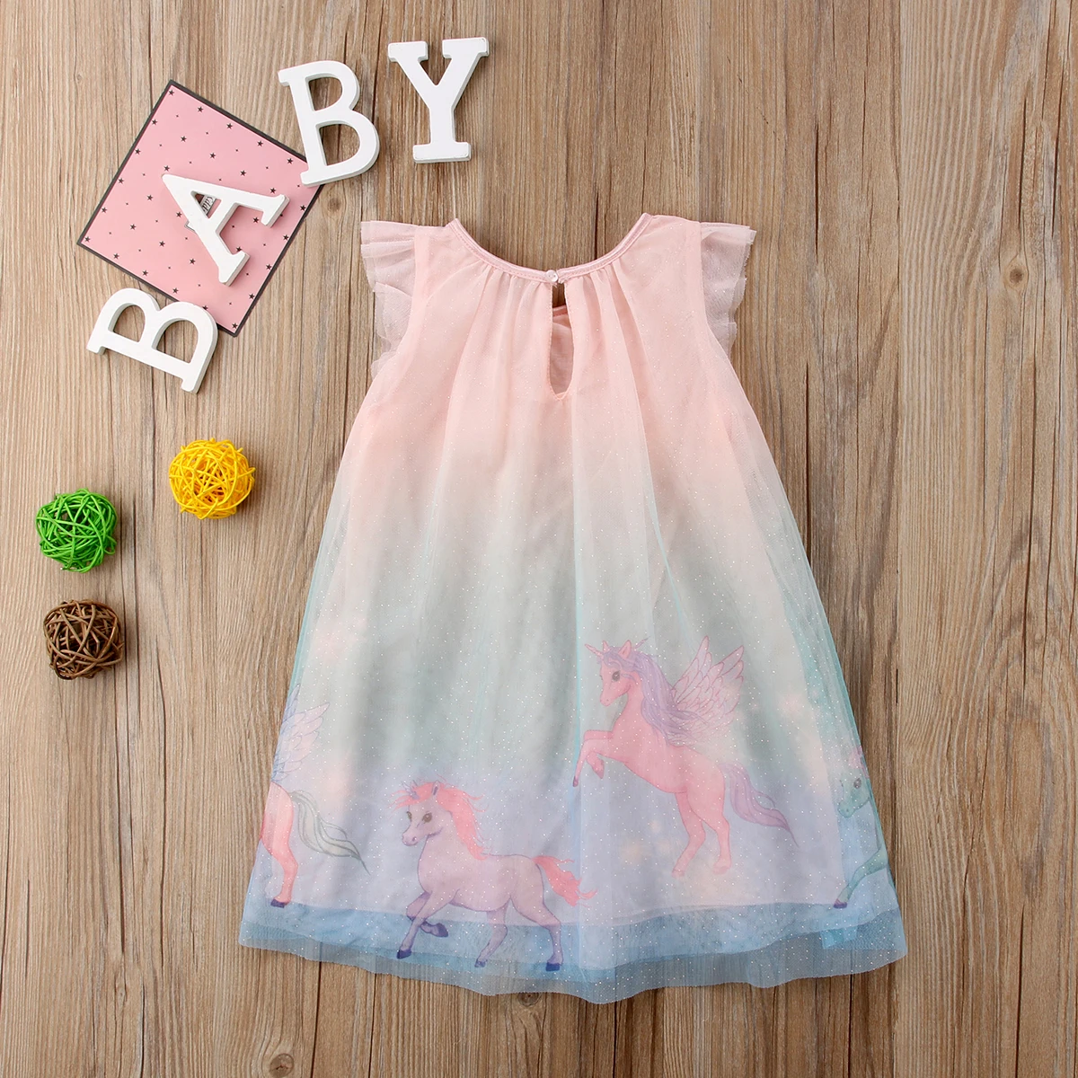 2018 Unicorn Baby Girl Dress Mesh Colourful Tulle Party Fancy Summer Cute Clothing | Детская одежда и обувь