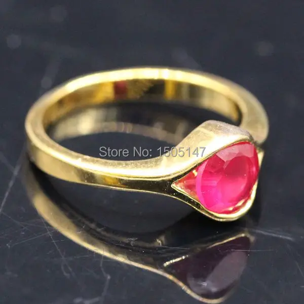 Женское кольцо с фианитом GZJY изысканное круглое красного цвета ААА желтого