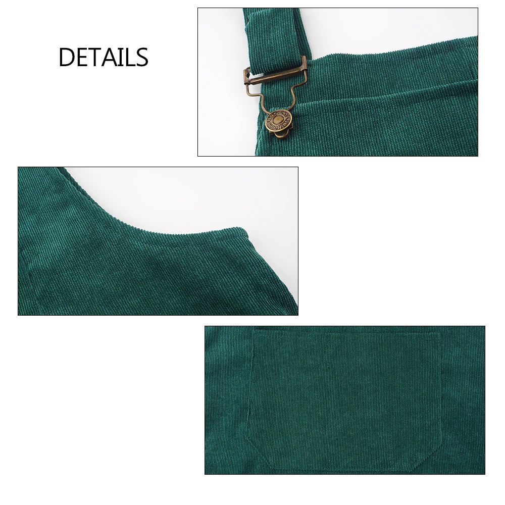 Faylisvow Vintage Corduroy Dress Women Autumn Loose Sleeveless Vest Overall Suspender Dresses Girls Preppy Style Beach Sundress | Женская