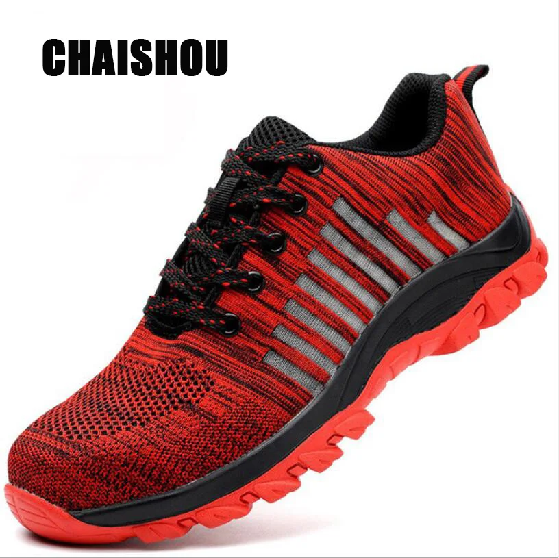 men woman shoes Work Outdoor Flying mesh Breathable lace-up Steel Toe Anti-smashing anti-piercing lsafety Boots CS-152 | Обувь