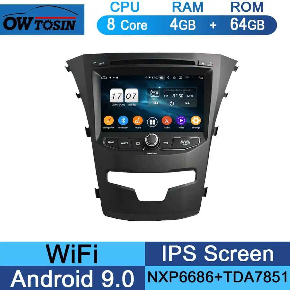 64G " ips 1024*600 8Core 4 Гб+ 64 ГБ Android 9,0 Автомобильный DVD плеер для SsangYong Korando 2013 радио gps попугай BT - Цвет: 64G