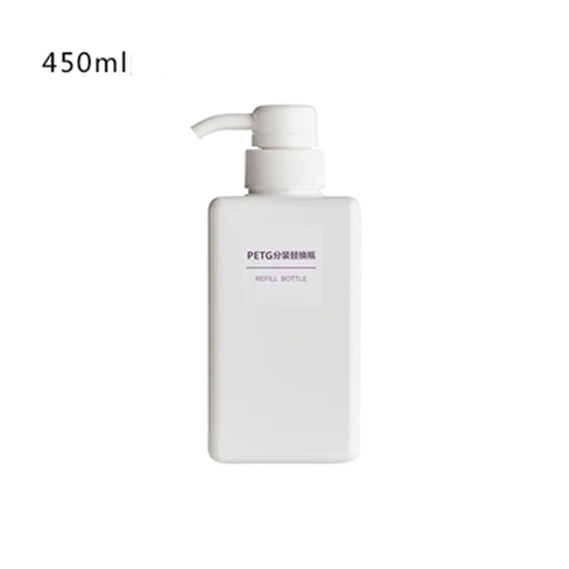 450ml White JiangChaoBo гель для душа прессованная бутылка шампунь влага бутилированная ванная комната мыло моющее средство пустая бутылка для лосьона - Цвет: 450ml White