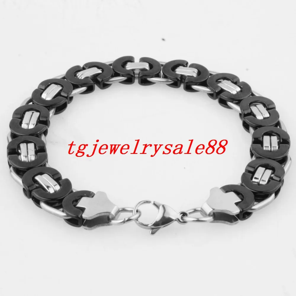 Браслет мужской из нержавеющей стали с цепочкой шириной 11 мм серебристый золотой