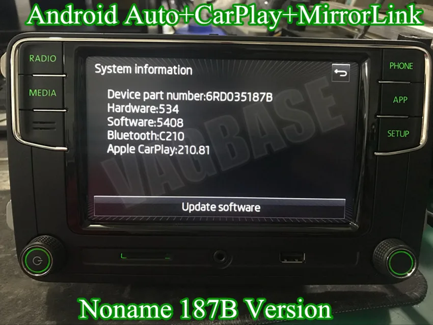 Android Auto CarPlay MirrorLink noname RCD330 плюс R340G 6.5 MIB радио с зеленым Подсветка для Skoda Octavia Fabia