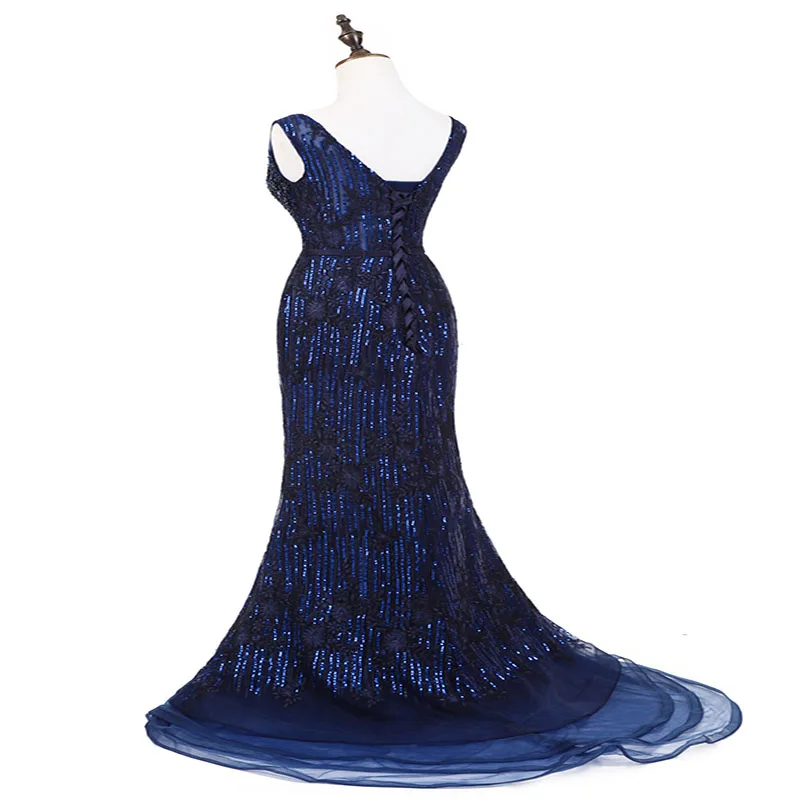Женское вечернее платье Русалка Forevergracedress темно синее из тюля с бусинами большие