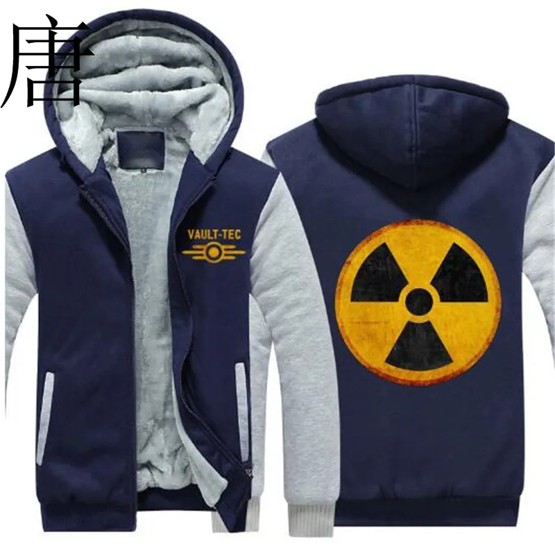 Новая брендовая игровая видео Fallout Nuclear Radiation Symbol утепленная толстовка Fallout Vault-Tec теплая флисовая куртка на молнии с капюшоном