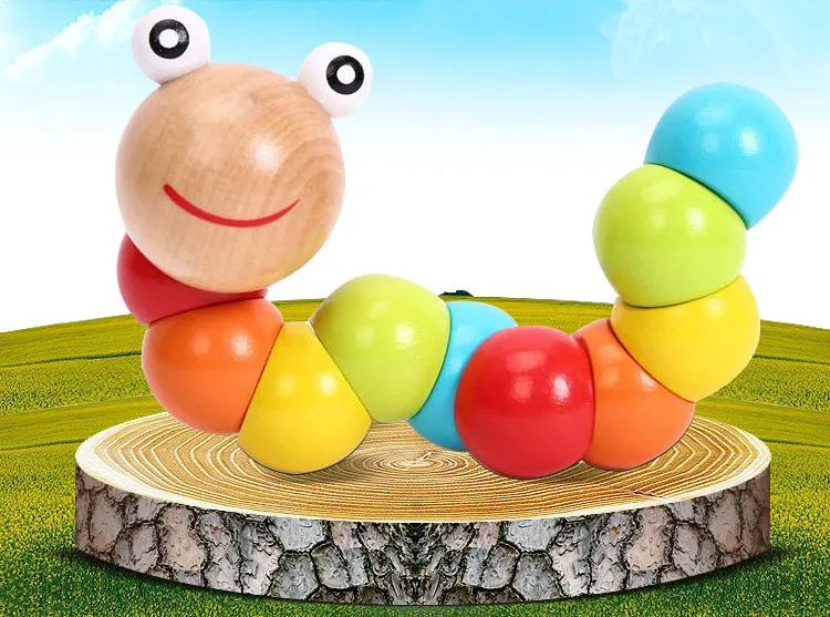 Детская деревянная полированная игрушка гусеницы | Игрушки и хобби