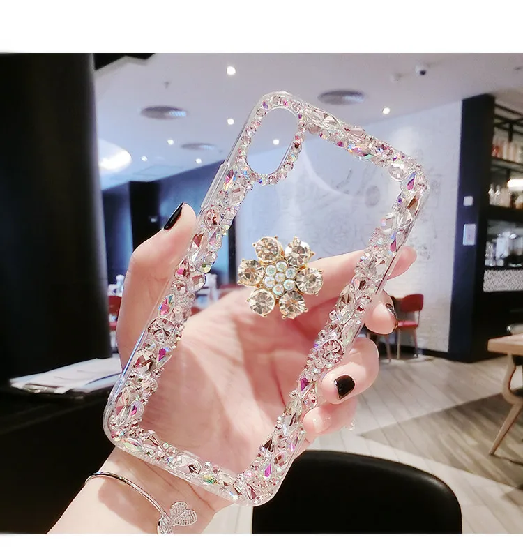 Роскошный чехол с блестящими бриллиантовыми цветами Стразы для Samsung 5 S6 S7 S8 S9 S10 PLUS
