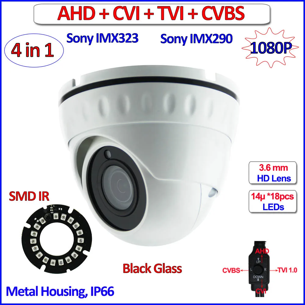 Imx290 4in1 AHD CVI TVI купольная камера imx323 Сенсор 1080 P камеры безопасности 2.0MP наблюдения