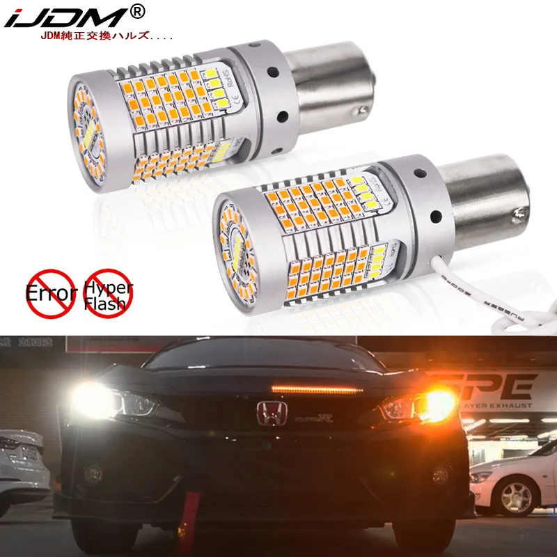 

iJDM No Hyper Flash 21 Вт BAU15S LED Canbus BA15S 1156 Светодиодные лампы с переключением белого/янтарного цвета для дневных ходовых/поворотных сигналов