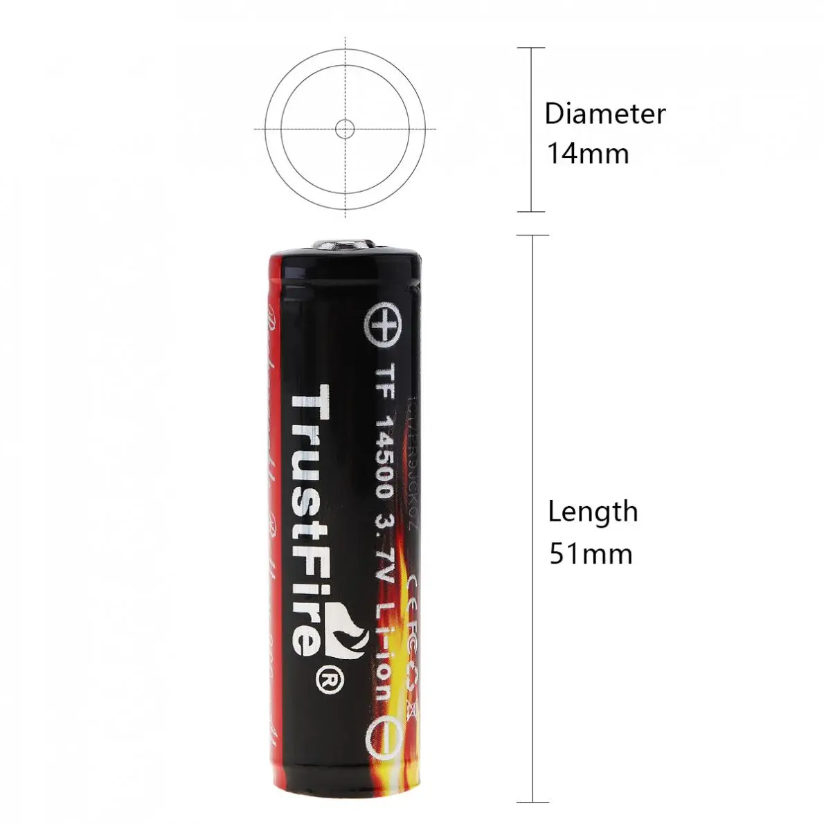 TrustFire 2 шт./лот 3 7 в 900 мАч 14500 литий ионная аккумуляторная батарея с защищенной