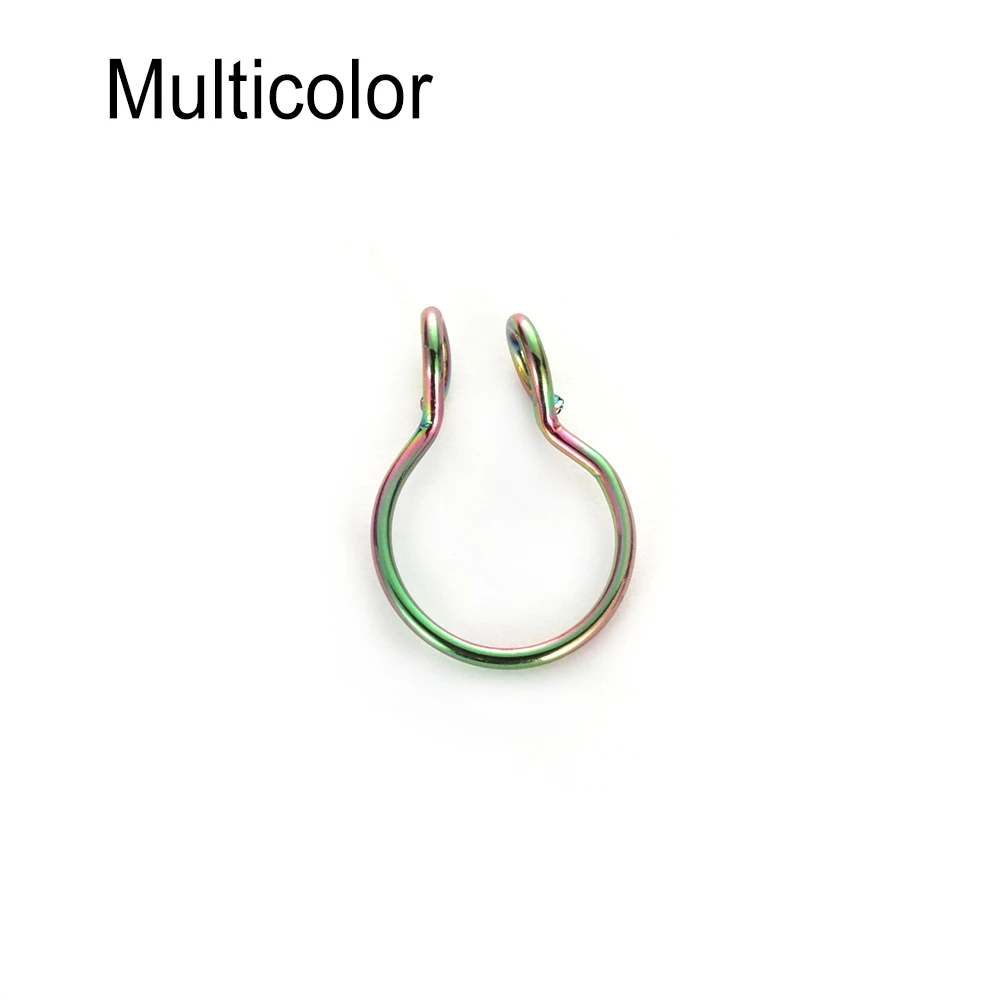 multicolor 1 шт Поддельные кольца для носа Гипоаллергенное кольцо с искусственной перегородкой обруч без пирсинга Cilp на носу кольцо из нержавеющей стали ювелирные изделия для тела 8 цветов - Окраска металла: multicolor