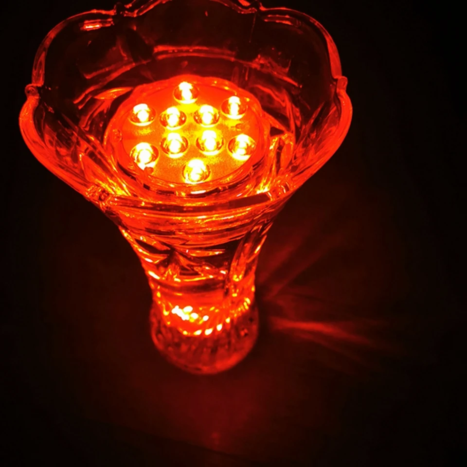 Waterproof Underwater Light, Submersible LED Lights with Remote Control RGB Multicolor LED Pond Lighting Set for Vase Base