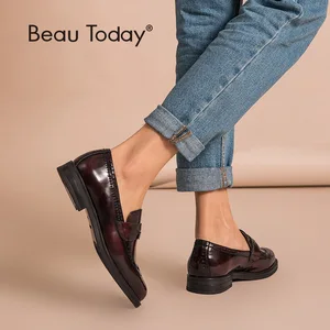 Лоферы женские из натуральной коровьей кожи, с круглым носком, с перфорацией, ручная работа, 27039