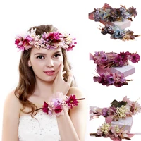kid floral garland women wedding hair accessories bridal flower wreath kids party flower crown girls hair accessories
