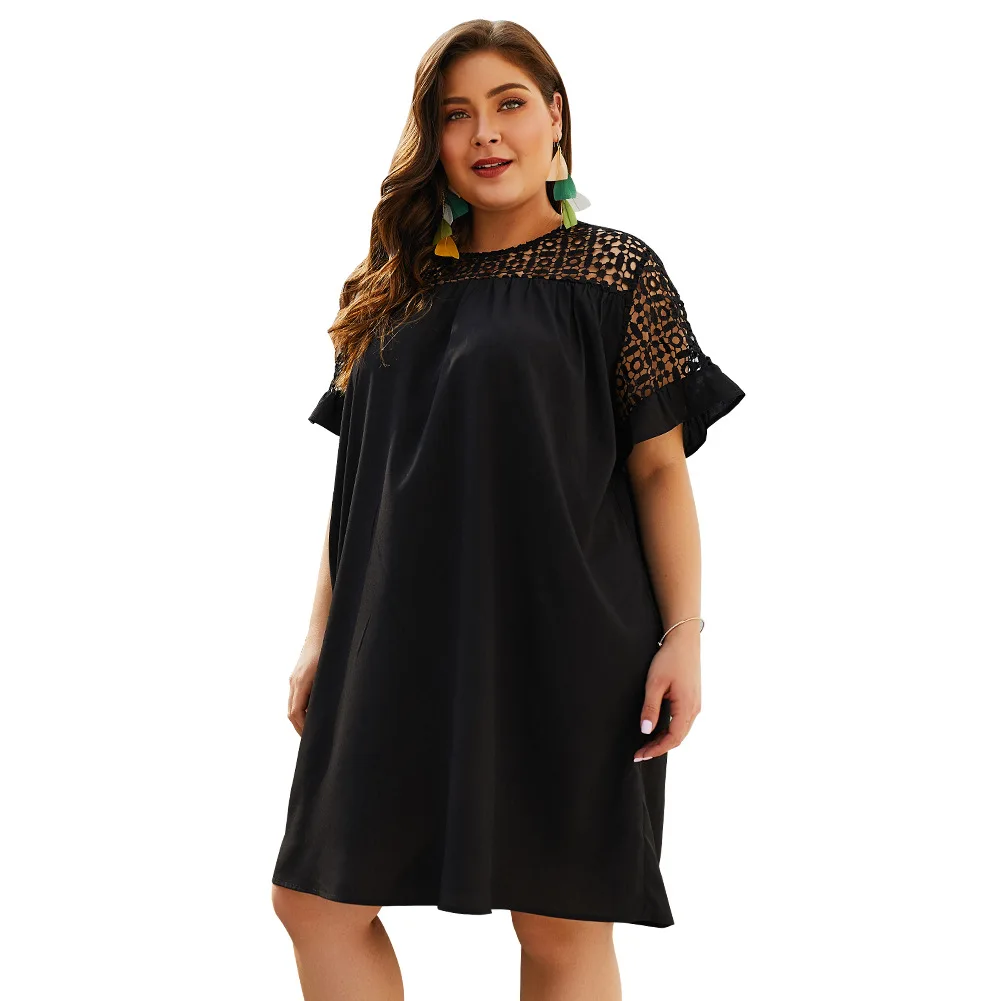 Женское платье с круглым вырезом Lossky повседневное вечернее черного цвета