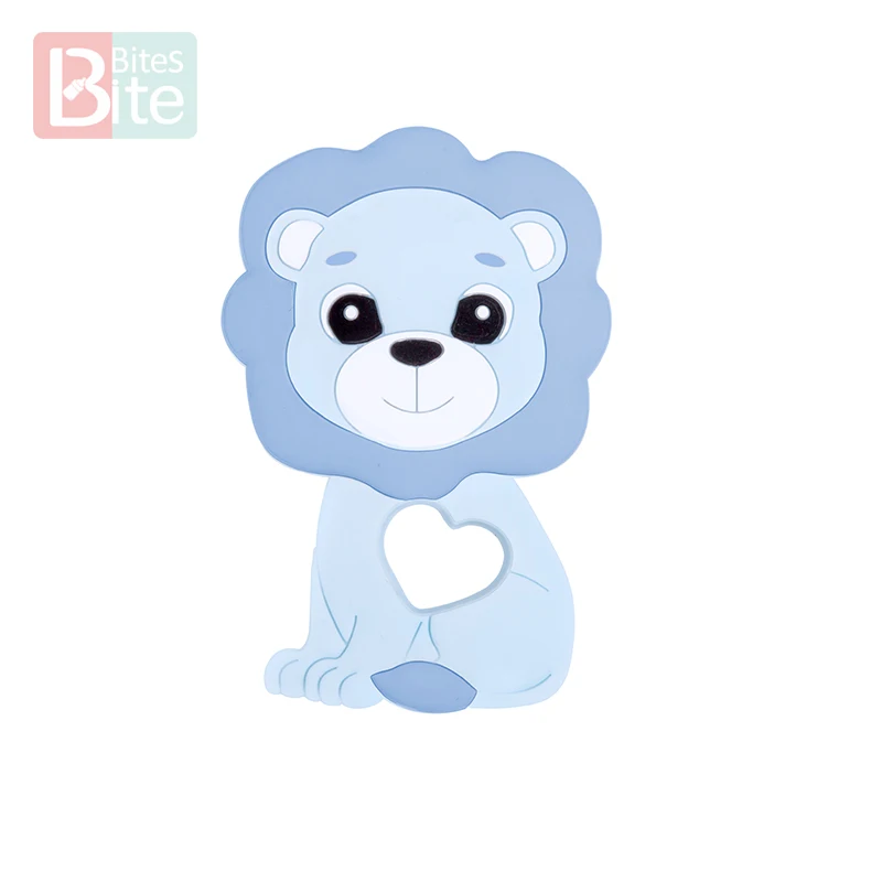 Blue Кусачки 10 шт. Детские Силиконовые Прорезыватели кулон со львом пищевой перле силиконовые бусины-прорезыватели грызуны жевательные детские товары игрушки - Цвет: Blue