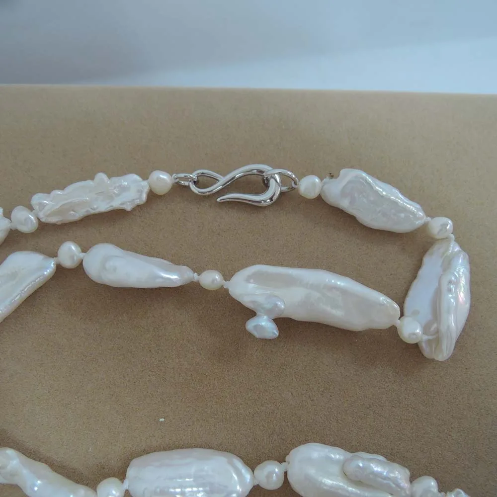 Бесплатная доставка длинное ожерелье BIWA в форме жемчуга стиле барокко 100%