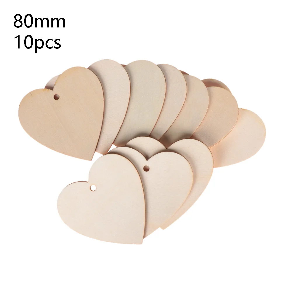 10pcs heart 80mm Пуговицы ручной работы из натурального дерева с граффити, деревянные ножки/корона/сердце/звезда в форме дня рождения, свадебные украшения - Цвет: 10pcs heart 80mm