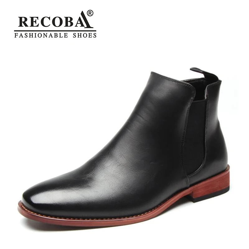 Мужские модные кожаные ботинки Челси Черные ботильоны большие размеры 45 мужские