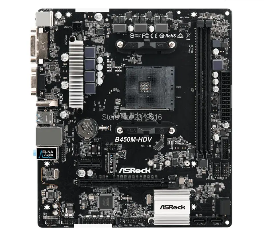 Новинка для ASRock B450M-HDV рабочего Материнская плата B450 гнездо AM4 DDR4 SATA3 USB3.0 M.2