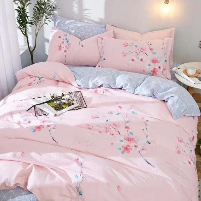 Home Textile Combed Cotton Set High-density Comfort Kit Elegant Pastoral Wind Quilt Cover Sheet Pillowcases | Дом и сад