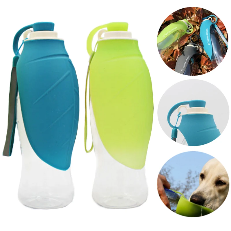 580 мл портативная бутылка для воды питомца собаки мягкий силиконовый лист дизайн