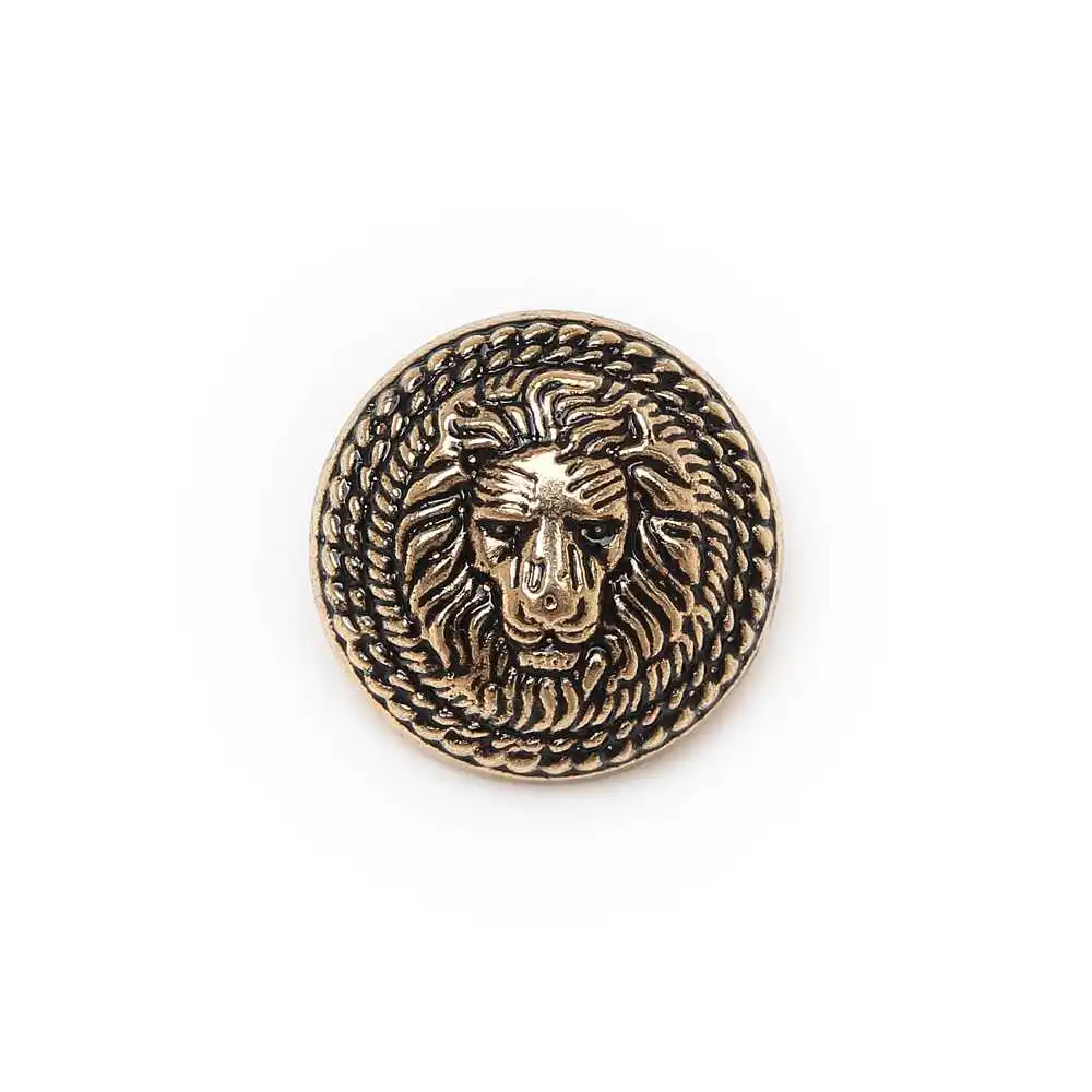 Retro gold Halo Home, 5 шт., рисунок льва, хвостовик, металлическая кнопка, круглая, для шитья, костюмы, Блейзер, куртка, Униформа, ручная работа, 12,5-25 мм - Цвет: Retro gold