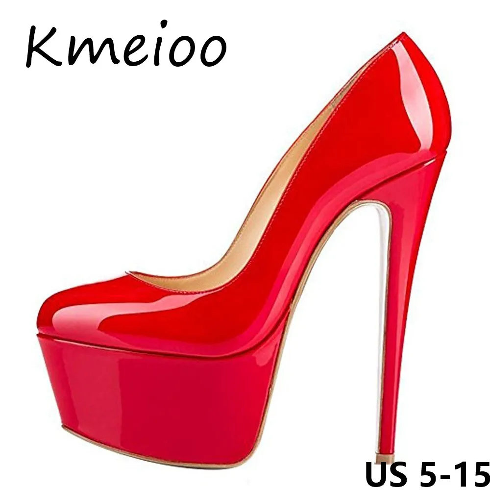Женские туфли лодочки на платформе Kmeioo вечерние с круглым носком высоком каблуке