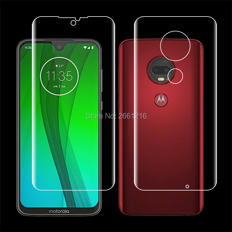 Для Motorola Moto G7 плюс XT1965 2 предмета = спереди+ узкий полное покрытие пленка из мягкого ТПУ взрывозащищенные Экран протектор(не Стекло