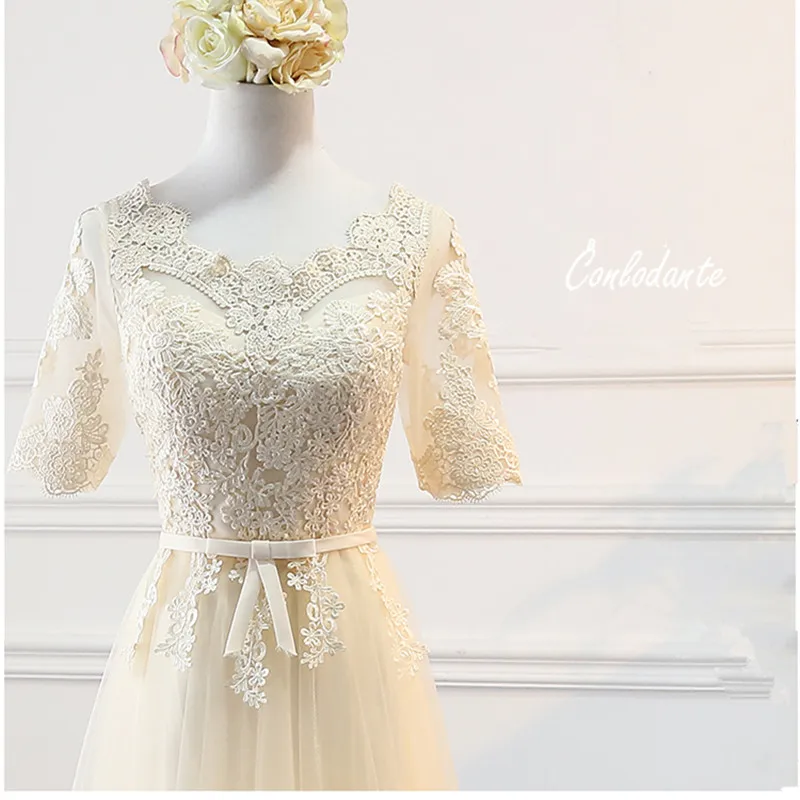 Женское платье невесты на шнуровке MSY03 # длинное короткое цвета шампанского для