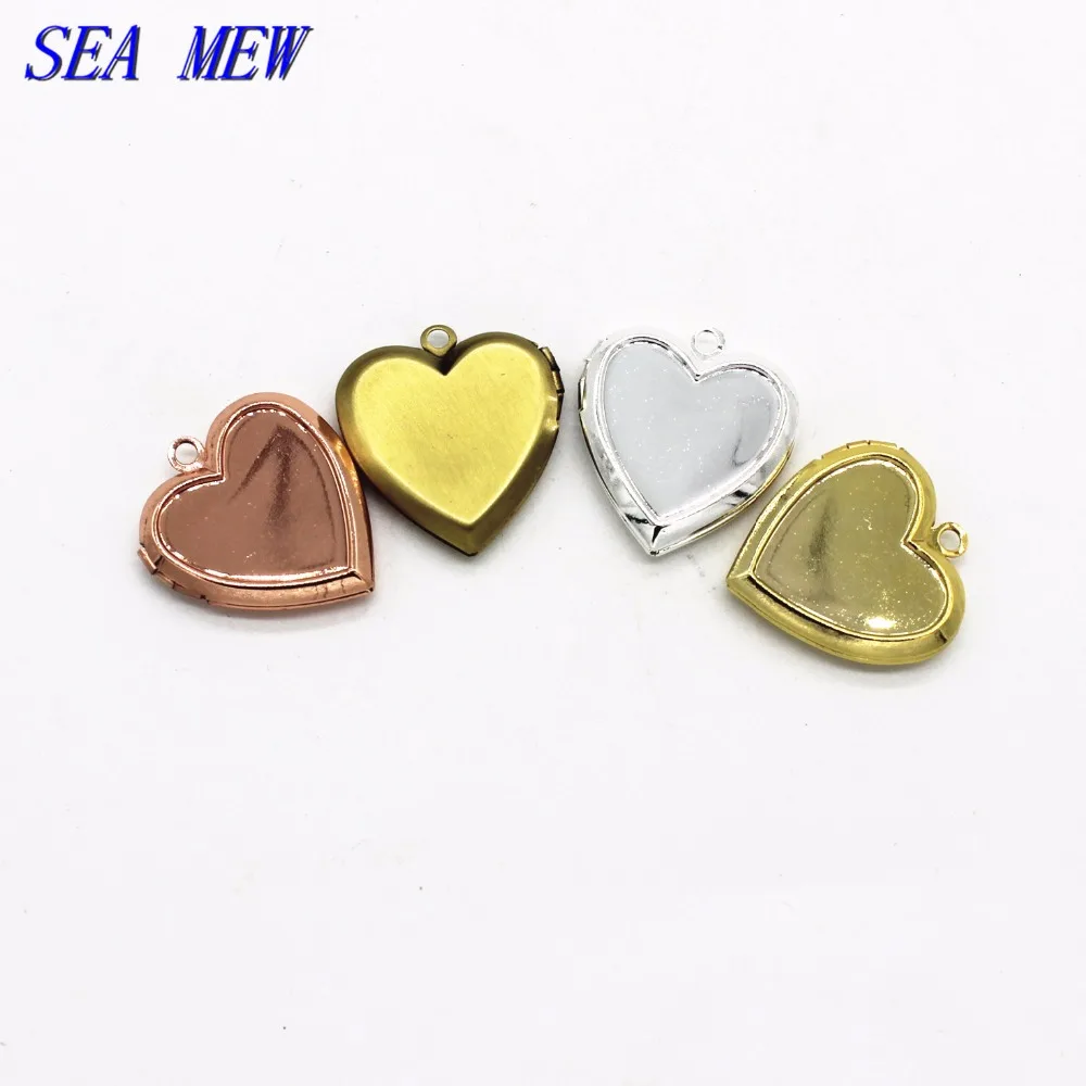 10pcs 22.5*23mm Locket Pendant Blank Setting Charm Vintage Copper Heart Photo 6 Colors Plated For Jewelry Making | Украшения и