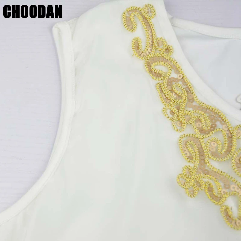 Женская шифоновая блузка без рукавов с блестками и вышивкой большие размеры 5XL 6XL