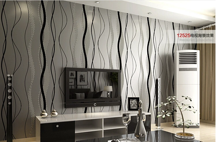 Нетканые обои рулон современный простой стиль поверхности полосатый нетканый 3D