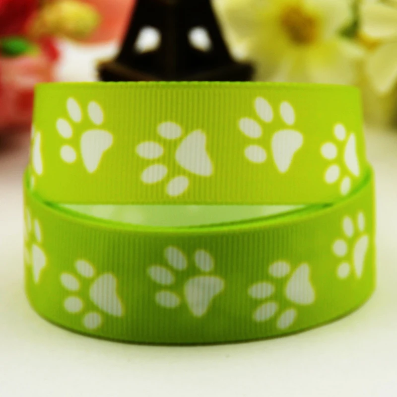 

7/8'' 22mm,1" 25mm,1-1/2" 38mm,3" 75mm Dog paw Cartoon Character printed Grosgrain Ribbon party decoration X-01184 10 Yards