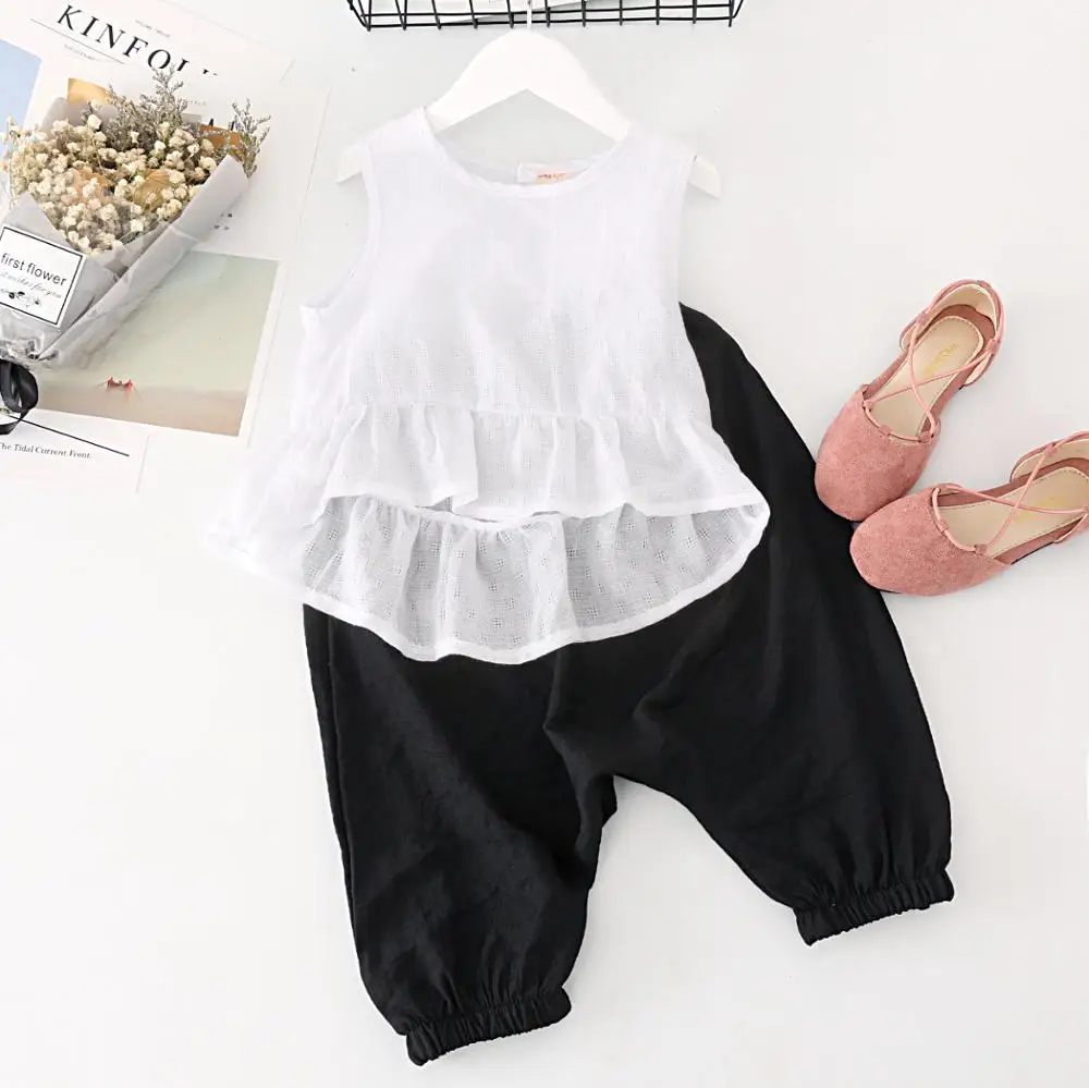 СЗ Мода 2017 г. летняя одежда для девочек в виде листка лотоса жилет Рубашки