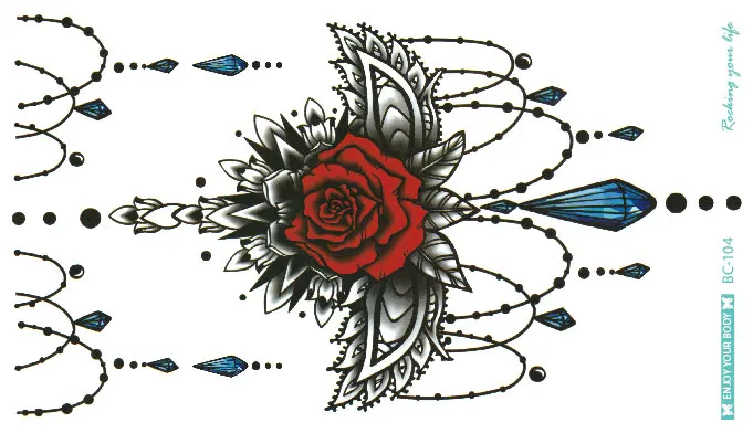 Fashinal Clavicle, Женская татуировка, водостойкая, для тела, временная, боди-арт, татуировки, наклейки, Большая татуировка, племенная татуировка на талии живота - Цвет: BC-104