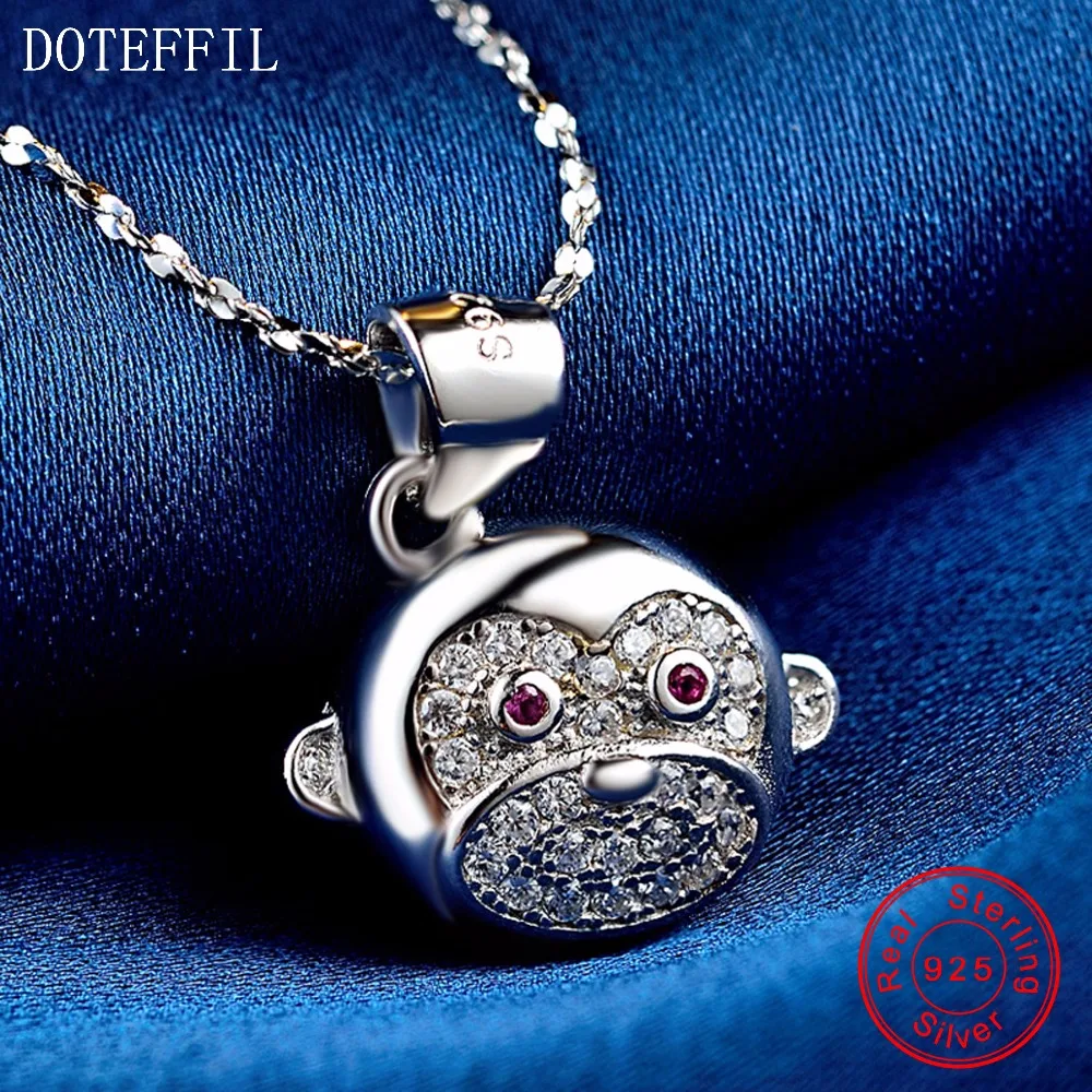925 Серебряное ожерелье милая маленькая обезьянка циркон серебряное с кулоном для