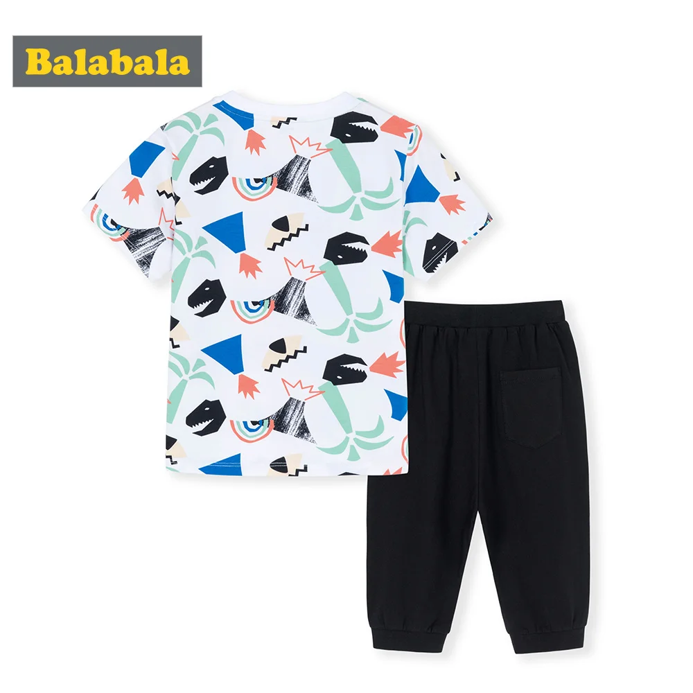 BalabalaChildren clothing set clothes baby suit summer 2019 new boys fashion printed short sleeve tshirt +pants |