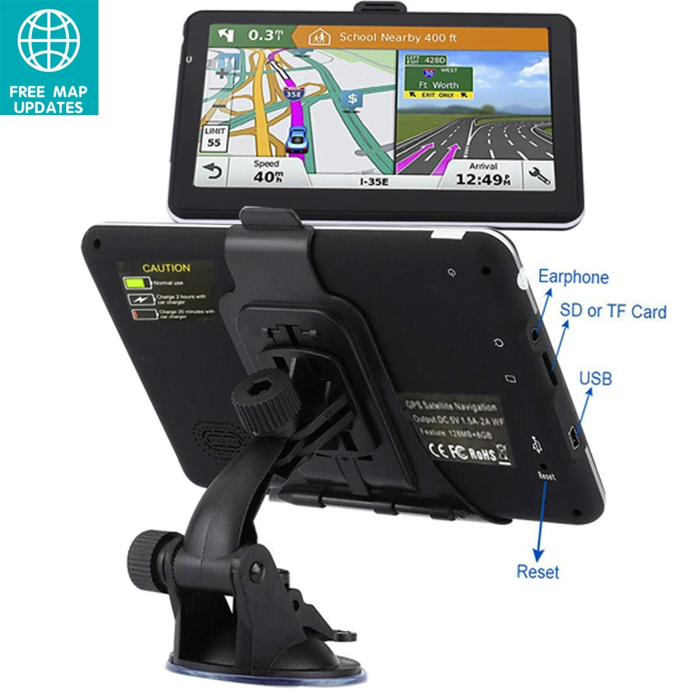 Автомобильный GPS навигатор 7 дюймовый сенсорный ЖК экран FM Bluetooth голосовой