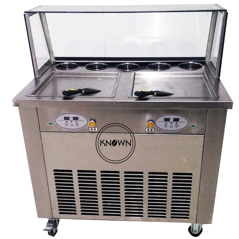 

2 square pan 2 compressor 4 shovels dust guard fried ice roll cream machine