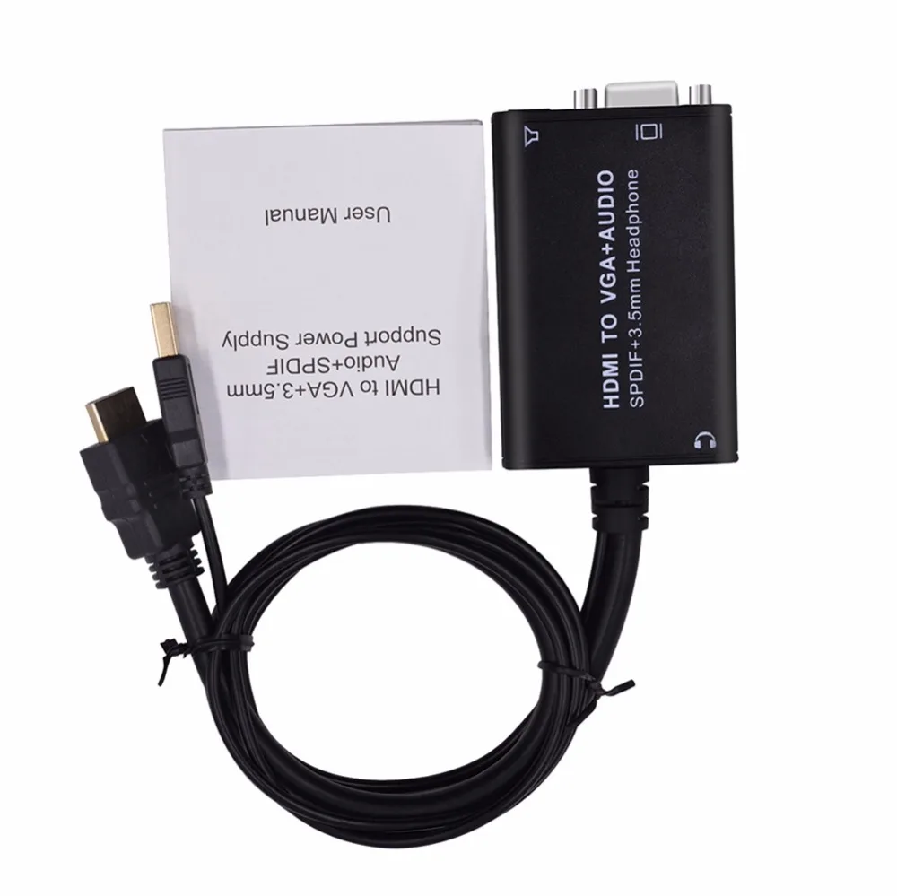 SSRIVER HDMI to VGA +3.5mm Audio+SPDIF Audio Extractor 1080P HDMI2VGA Fiber Optic Sound Separator Support USB Power Supply | Электроника