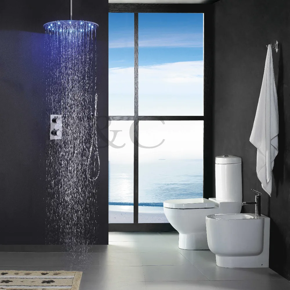 Термостатический смеситель для душа ванной комнаты 20 дюймов светодиодный цвета |