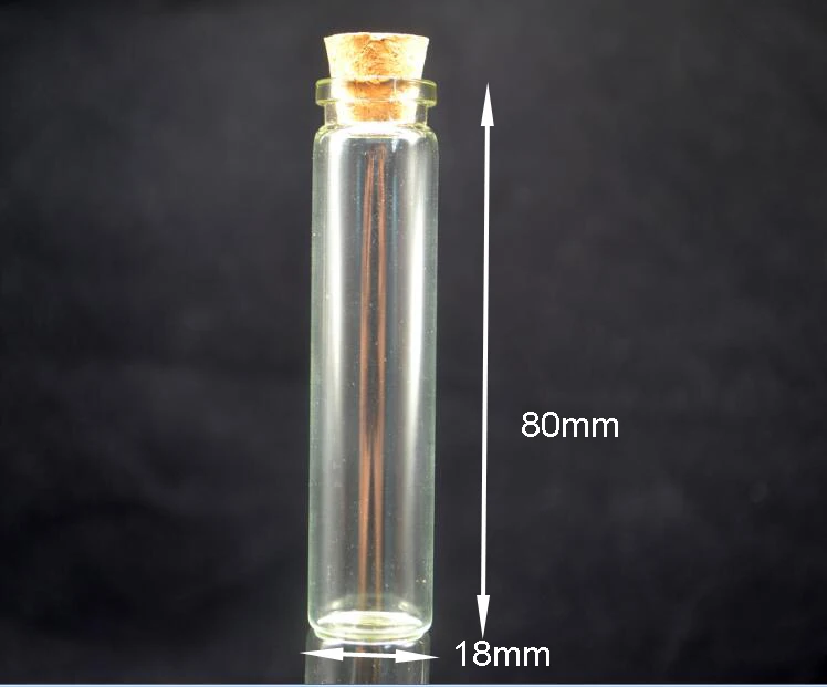

100pcs/lot Transparent 18*80mm 13ML wishing glass bottles sample jars diy jewelry finding craft with wooden cork stopper Gift