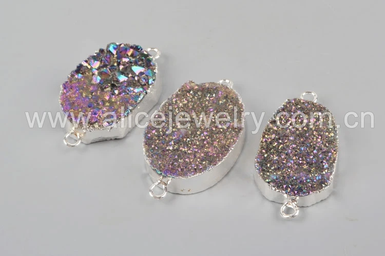 BOROSA 5 шт. Druzy Кристалл Разъем Шарм, Серебряный Цвет Радуга Титан Druzy разъем для DIY ювелирных изделий S1312