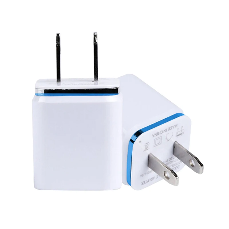 Зарядное устройство для мобильного телефона с двумя USB разъемами 5V2.1A/1A EU US Plug