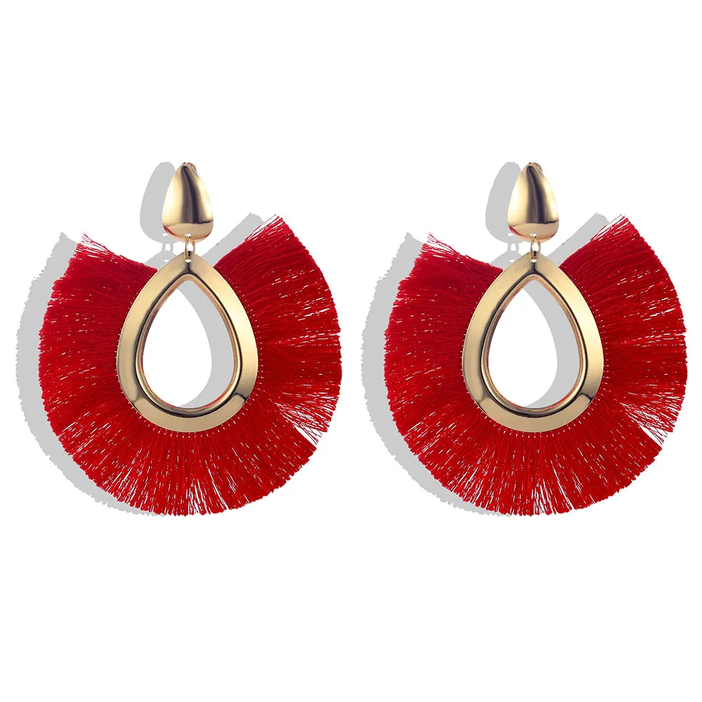 Женские богемные серьги-подвески крупные висячие серьги с бахромой ювелирные