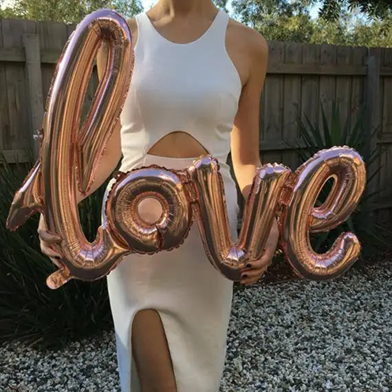 1 шт. гигантские розово-золотые красные воздушные шары с надписью Love для